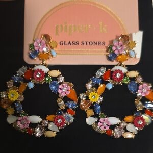 Piper K Multicolor Stone Statement Earrings